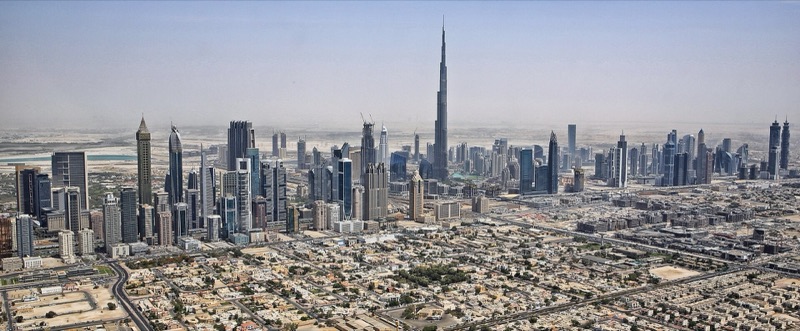 Downtown Dubai skyline with the Burj Khalifa